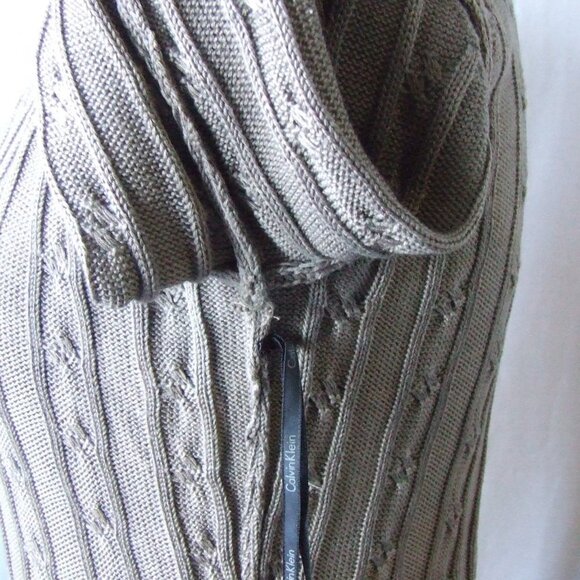 Calvin Klein dress sweater long sleeved taupe brown pull over mock cowl neutral - Picture 15 of 16